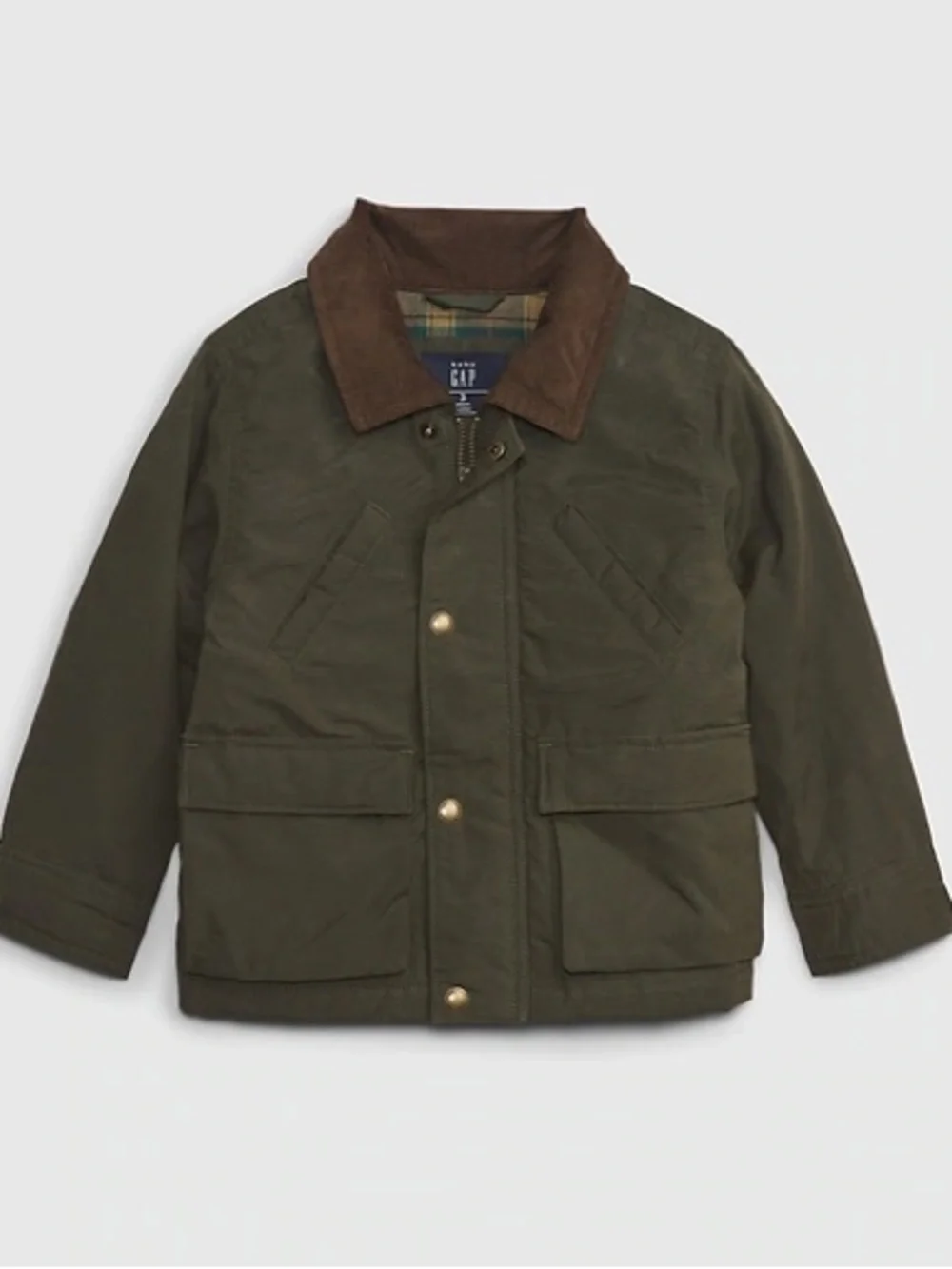 Baby Gap Green Toddler Waxed Utility Barn Jacket With Cordoroy Collar 2T